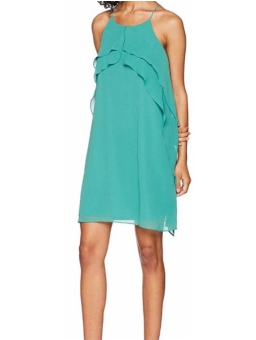Jade Green Ruffle Halter Neck Dress
